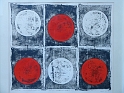 Six circles, 24x27 in, block print with spray paint, 1967