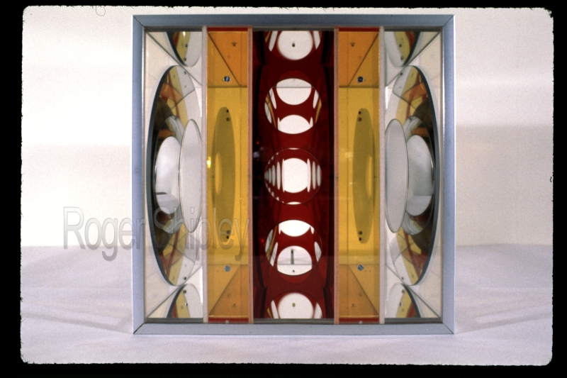 PP31, side view2, 9x9x9 inches, plexiglass, mirror, aluminum, 1973.jpg