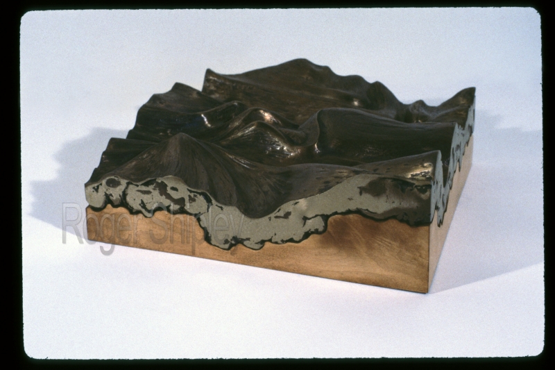 PP63, 3 qtr view, 12x12x4 inches, cast bronze and maple wood, 1987.jpg