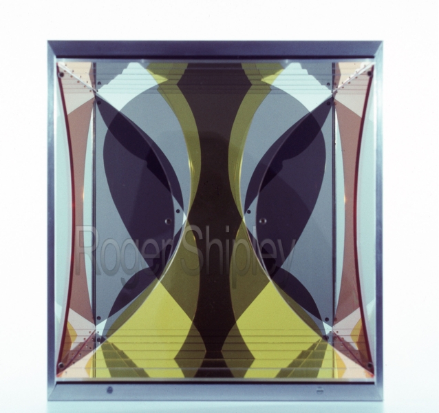 PP71, side view, 10.5x10.5x11.5 inches, plexiglass, mirror, aluminum, 1990.jpg