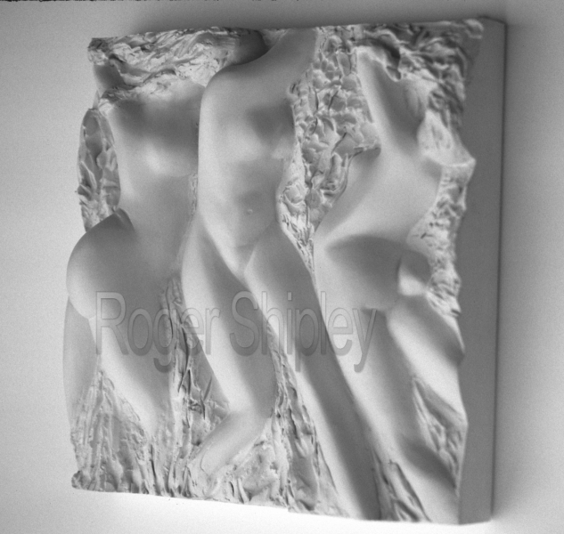 PP76, Summer Frolic 1, 3qtr view, 10x10x3 inches, cast marble, 1994.jpg