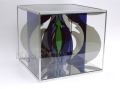 PP67, 3 qtr view, 16x16x15 inches, plexiglass, mirror, aluminum, 1988