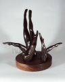 PP74, Diving Figures, 9x9x13 inches, cast bronze, walnut base, 1992